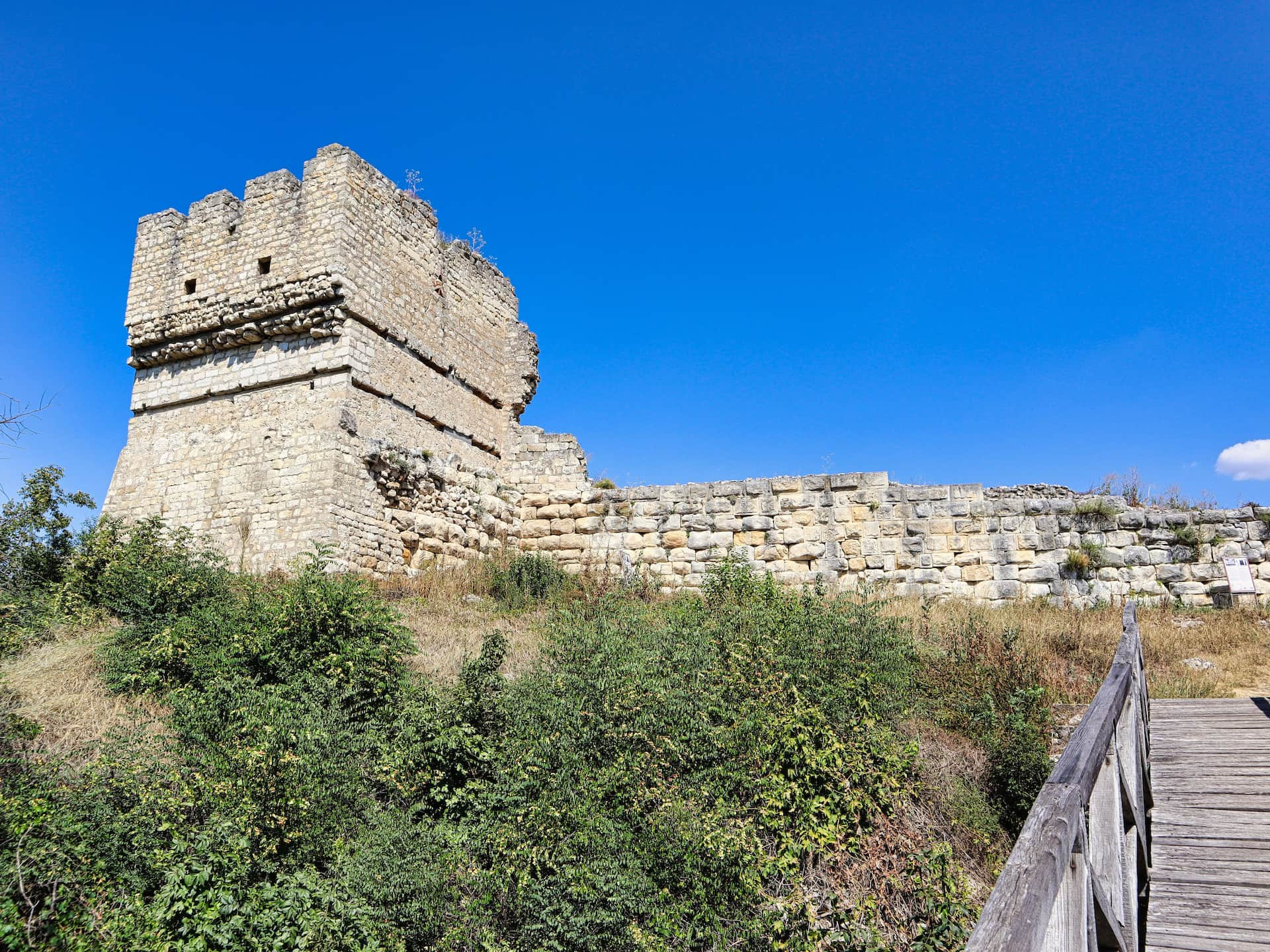 The battle tower from outside the western wall of the Cherven fortress