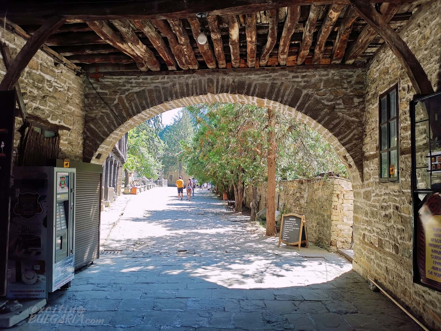 The view through the entrance gate of the Dryanovo Monastery
