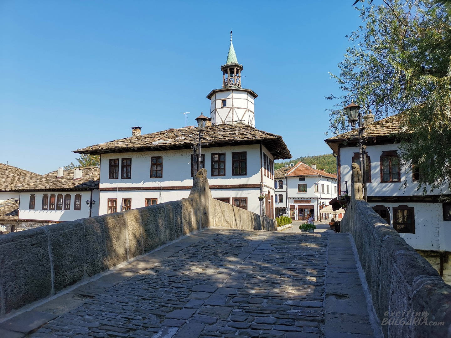 The clock tower and Kivgiren bridge in Tryavna